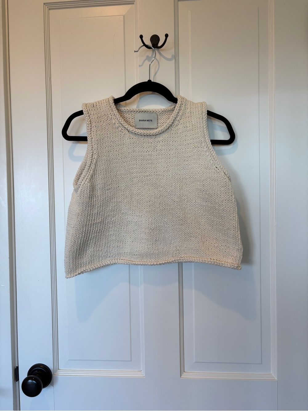 Shaina Mote Brisa Cream Knit Sleeveless Crop Top